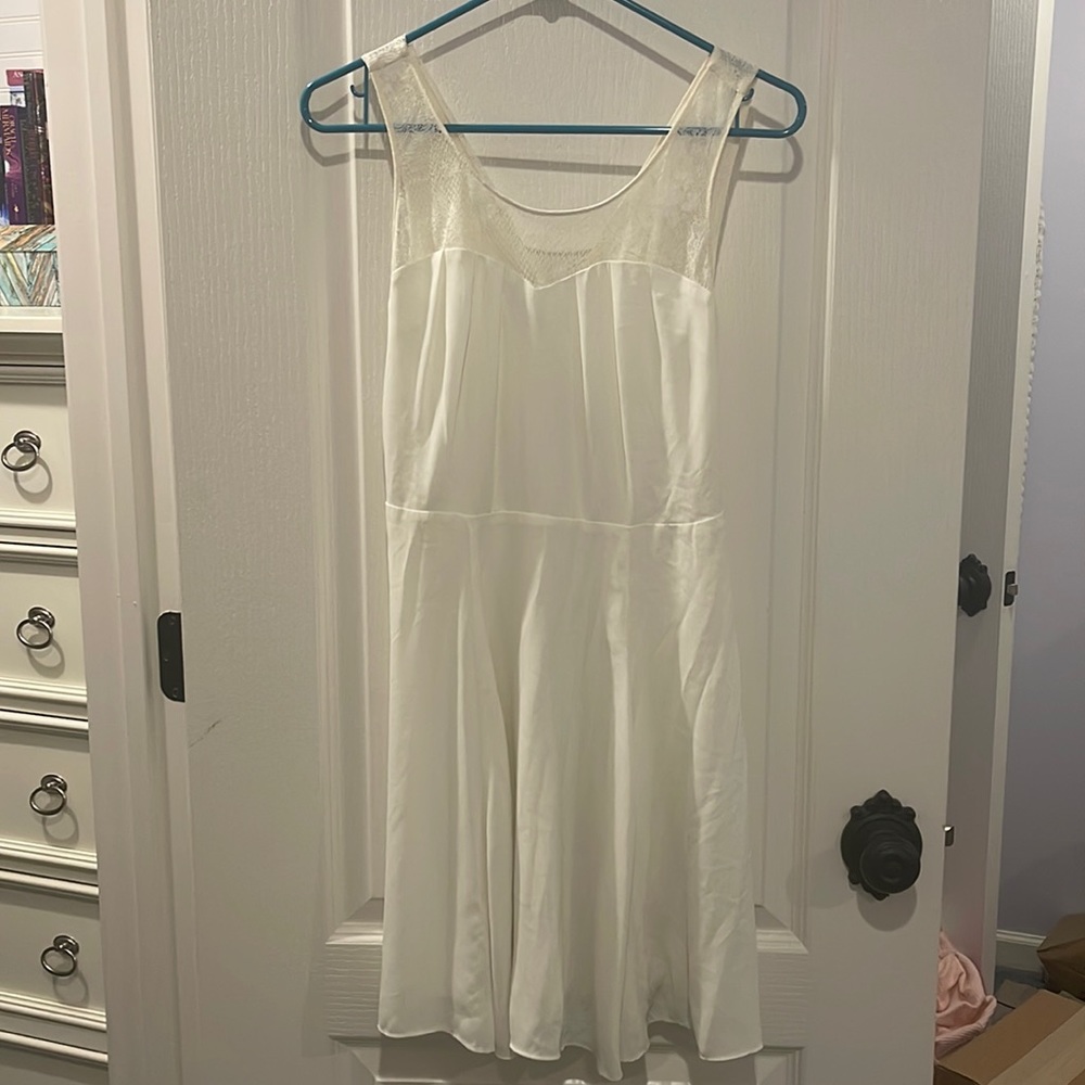 White silk and lace dress from express